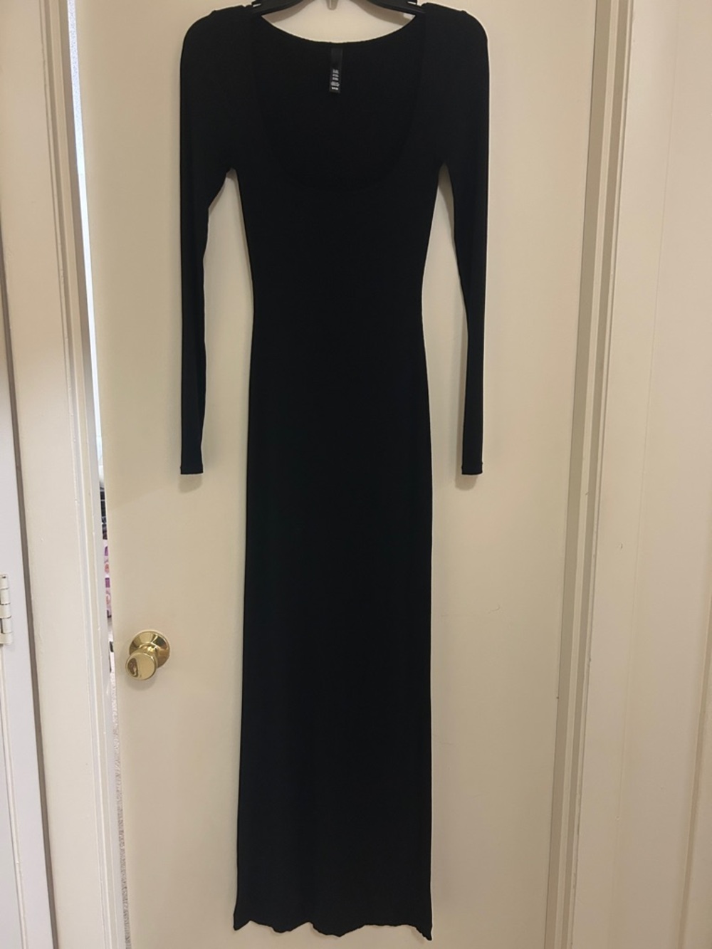 Skims Long Sleeve Black Maxi Dress